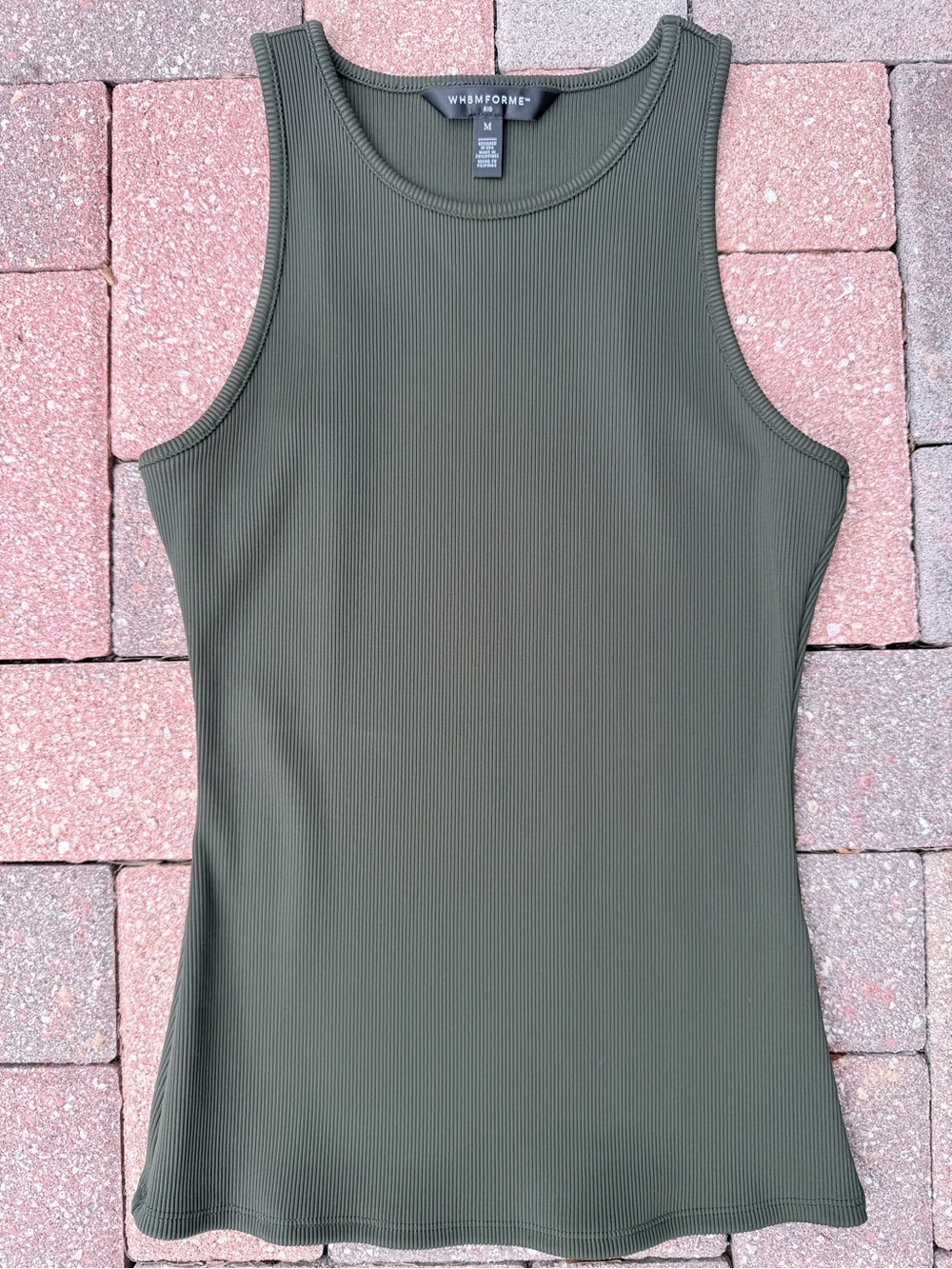 White House Black Market Forme Olive Green Ribbed Stretch Tank Top